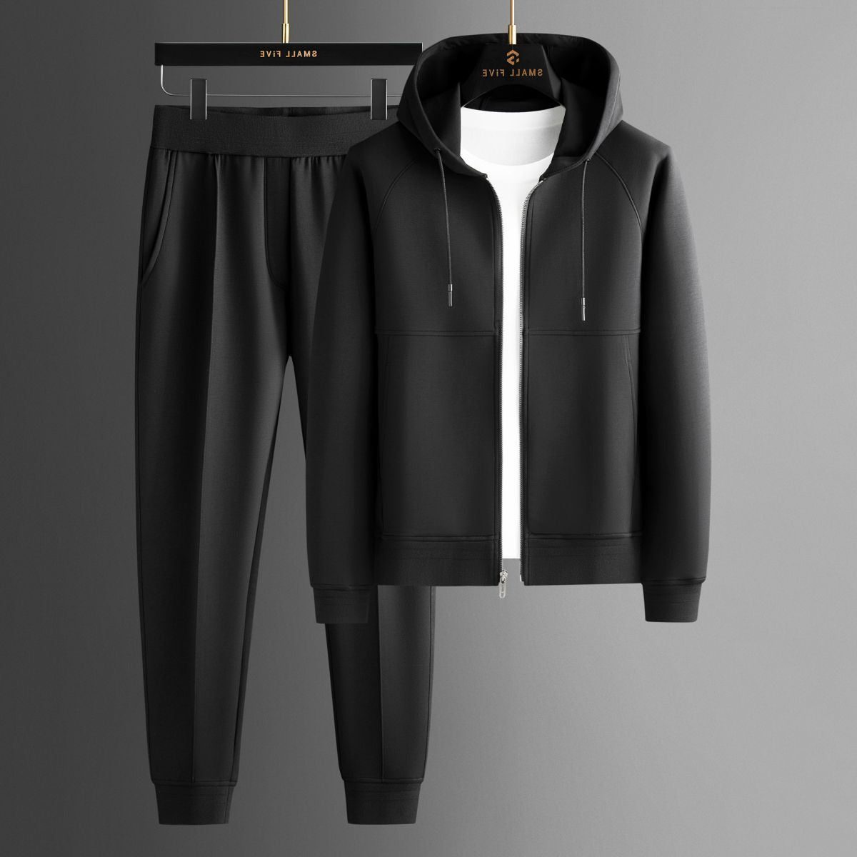 Men's Zip-Up Tracksuit β Hooded Jacket and Jogger Set with Drawstring Waist for Casual Everyday Wear