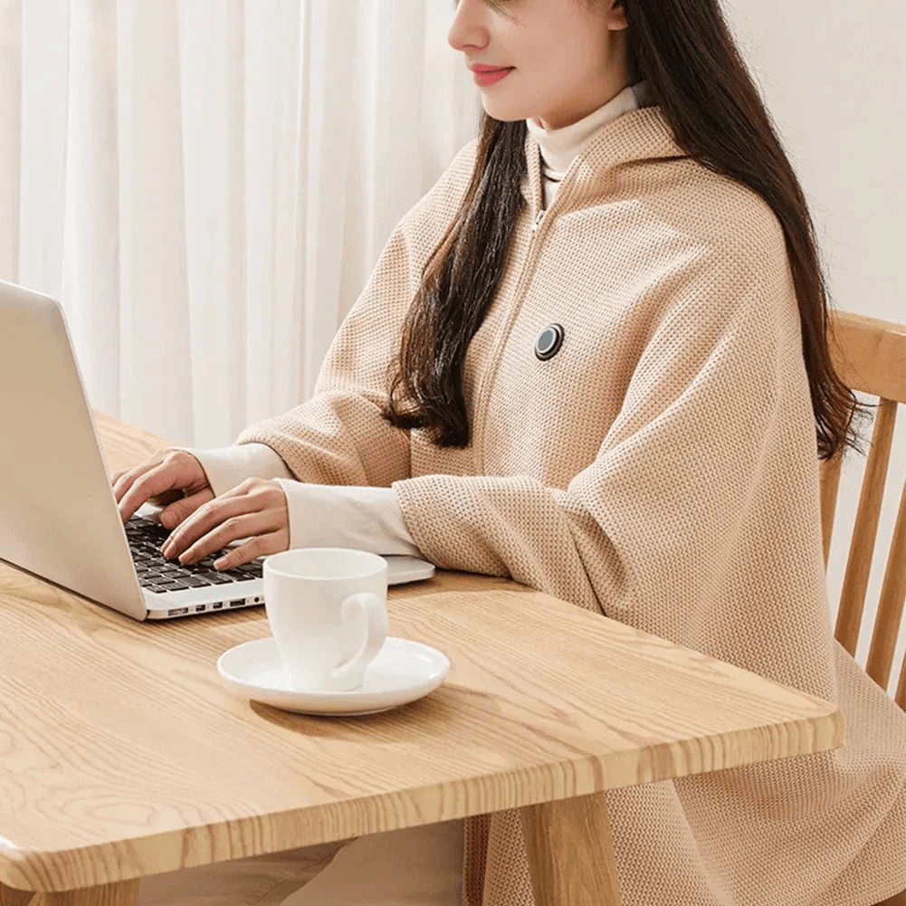 Portable Electric Heated Wrap Blanket – 15 Sec Fast Heat with 3 Temperatures – Ideal for Home, Office, Travel & as Gift