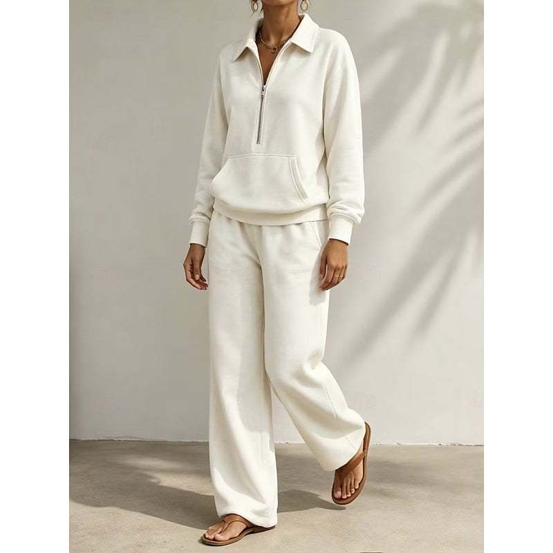 Relaxed Half-Zip Two-Piece Set