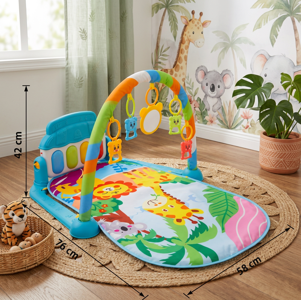 Baby Music Play Gym with Piano - Interactive Sensory Activity Mat (0-24 Months)