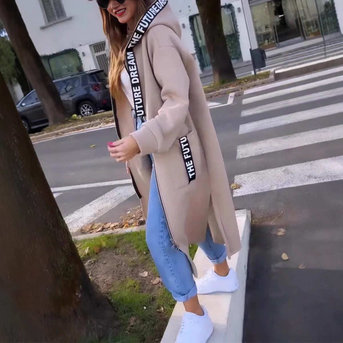 Oversized Hooded Sweatshirt Coat for Women
