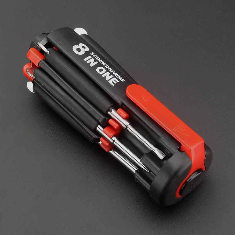 8-in-1 Folding Screwdriver with Built-In LED Work Light & Flashlight