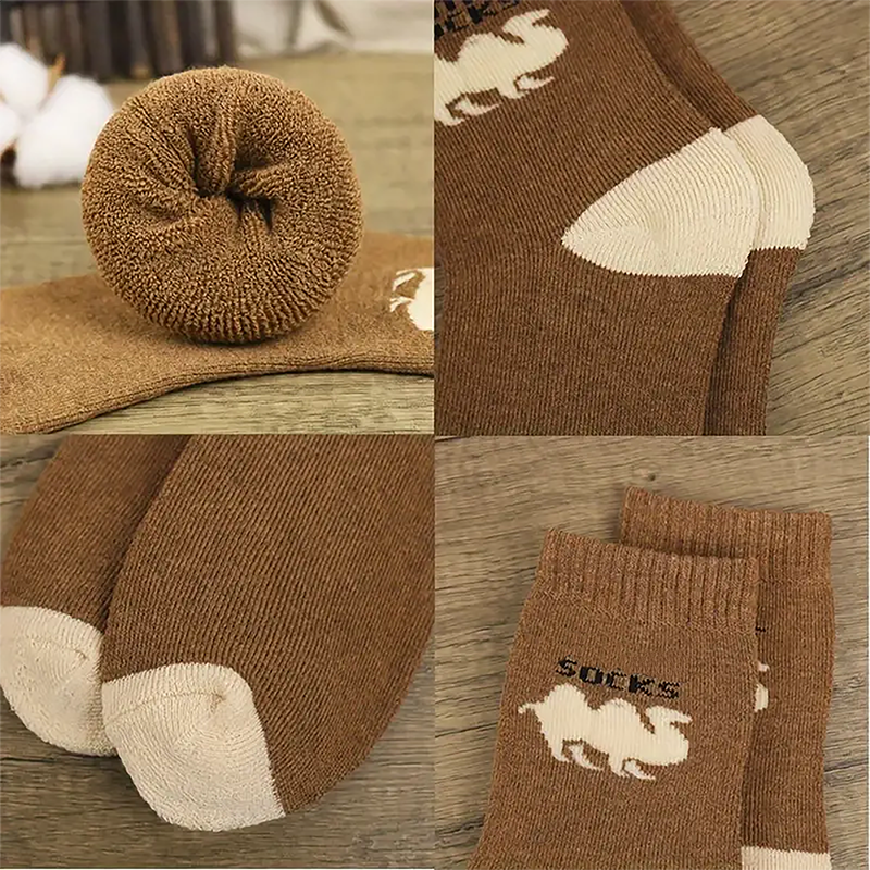 Vintage-Style Imitation Wool Socks with Thick Terry Lining