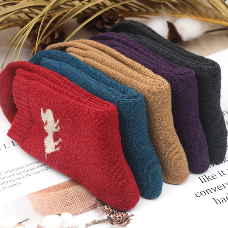 Vintage-Style Imitation Wool Socks with Thick Terry Lining