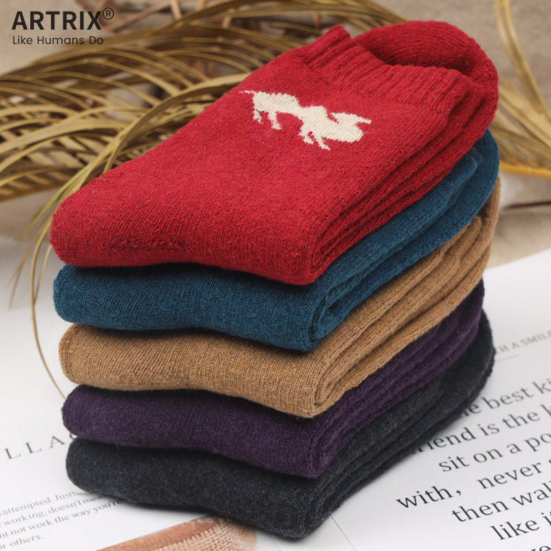 Vintage-Style Imitation Wool Socks with Thick Terry Lining