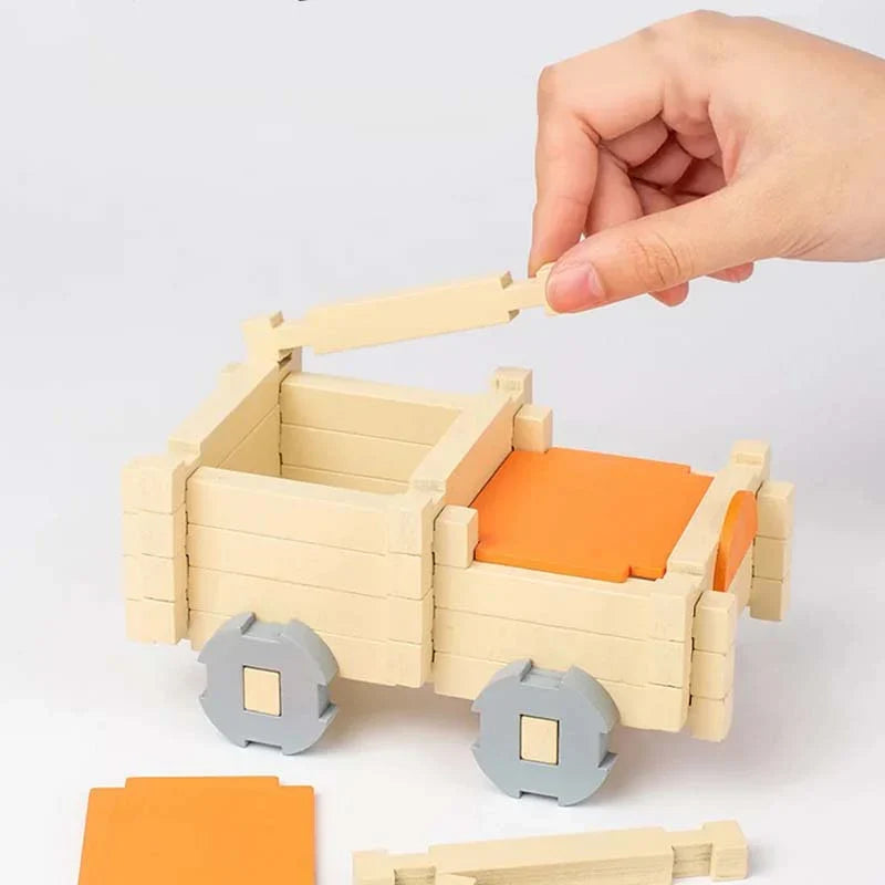 Wooden Montessori Block Set – Natural Stacking and Building Play