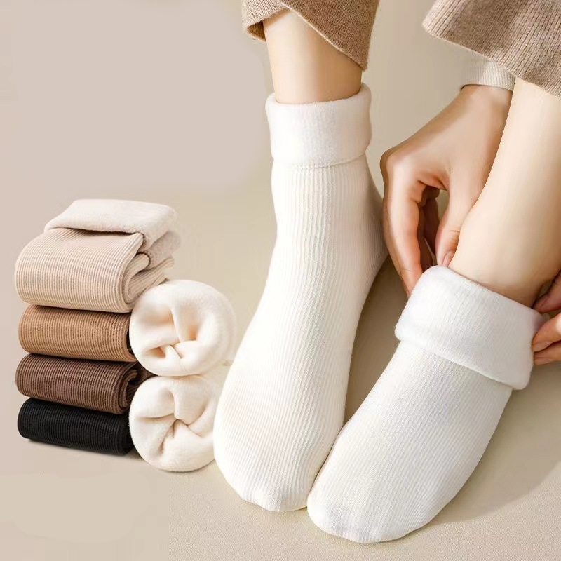 Thicker Warm Solid Color Mid-Calf Socks for Women