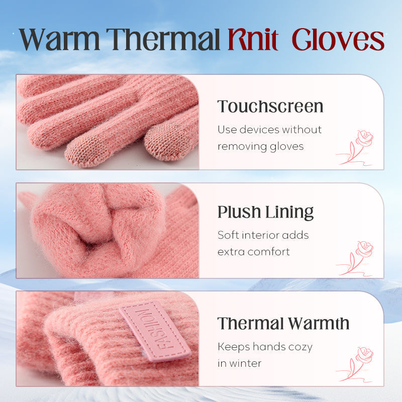 Warm Thermal Knitted Gloves with Touchscreen