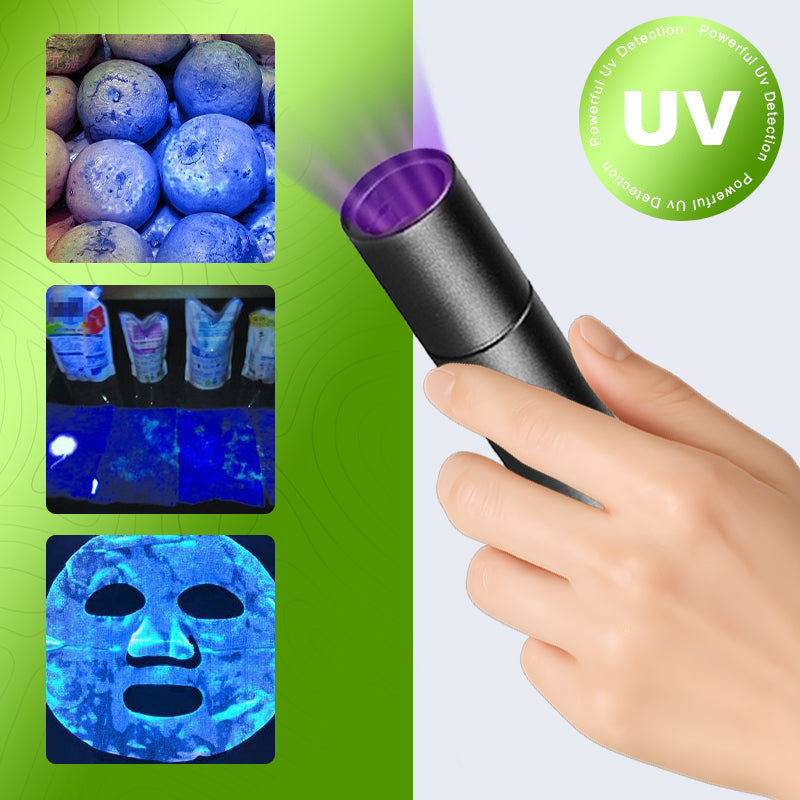 365 nm UV Flashlight | 10W Blacklight for Vegetable Inspection & Aflatoxin Detection
