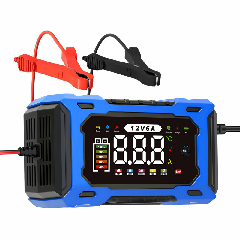 Smart Car Battery Charger 12 V 6 A – Pulse Repair Function, LCD Display and Maximum Safety