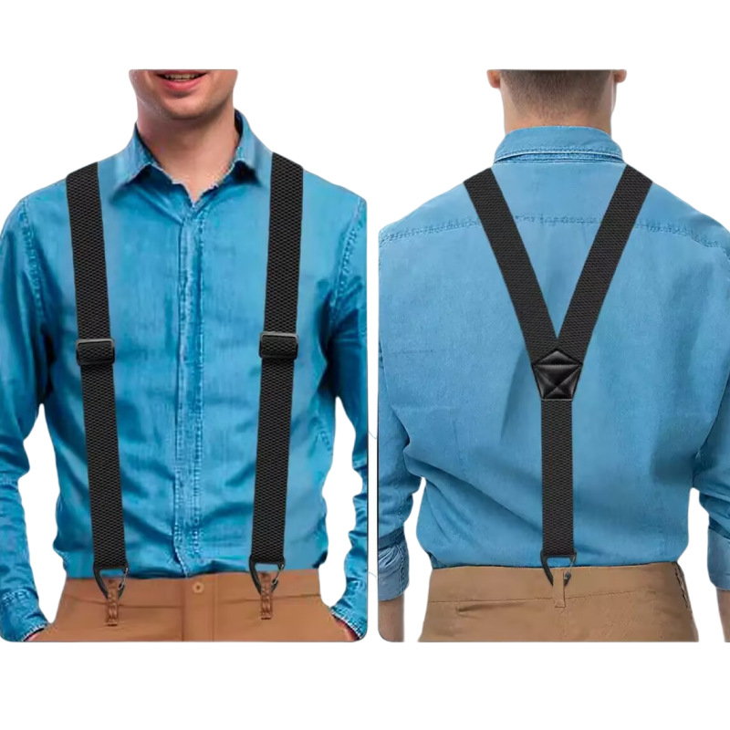 X-Shaped Suspenders for Men – Wide Elastic Straps, Heavy-Duty Clips & Fully Adjustable