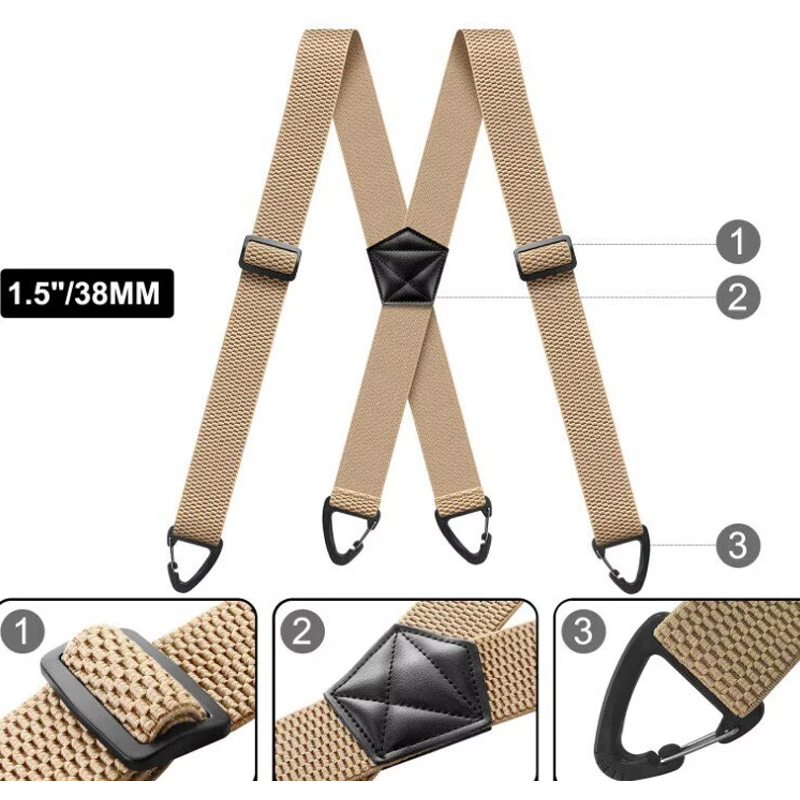 X-Shaped Suspenders for Men – Wide Elastic Straps, Heavy-Duty Clips & Fully Adjustable