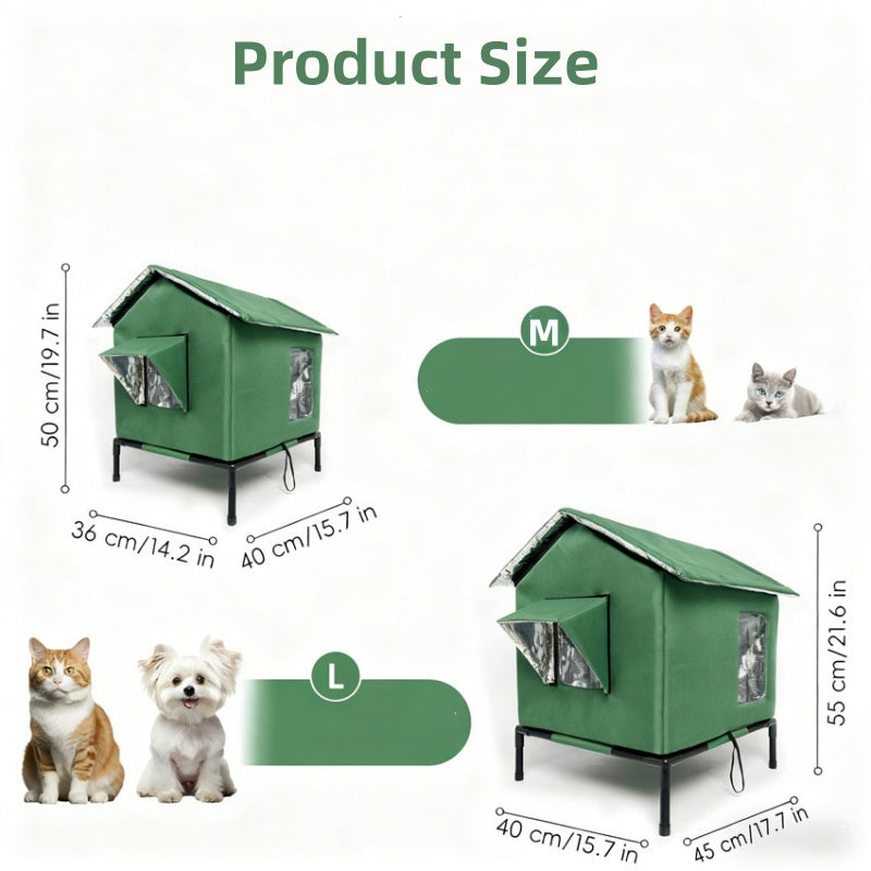 Elevated Outdoor Cat House | Waterproof, Insulated & Protected Against Weather and Wind