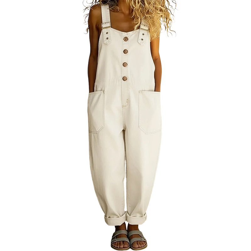 Women's Relaxed-Fit Denim Overalls with Deep Pockets