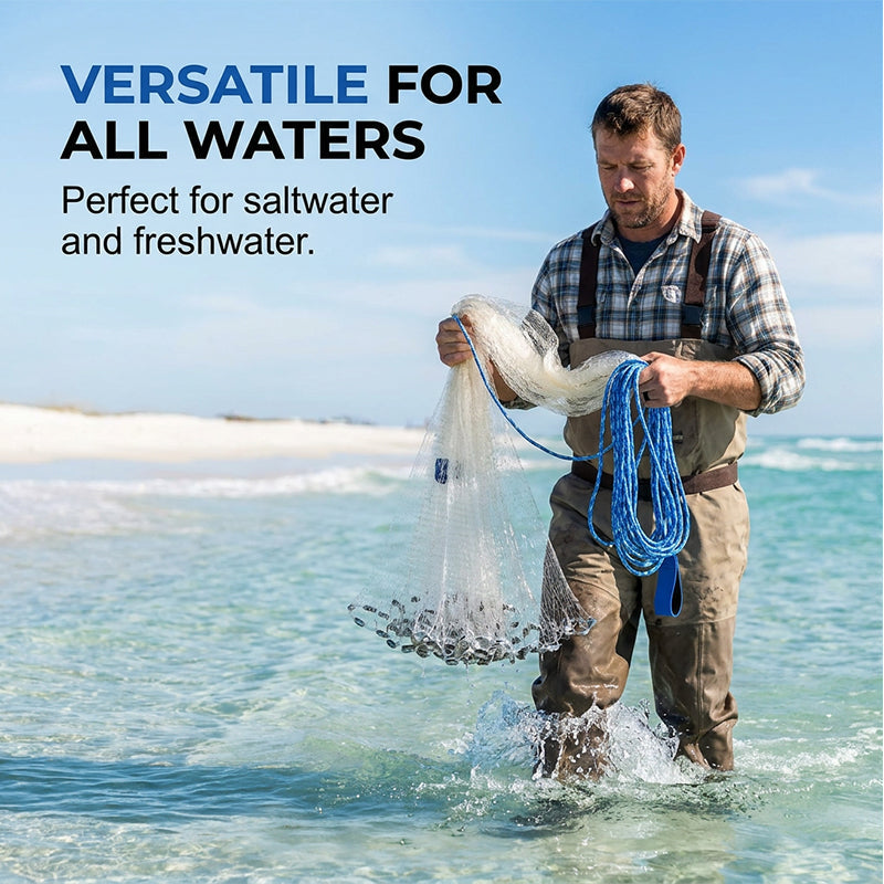 Easy-Throw Cast Net – Heavy-Duty Mesh, Rapid Sinking, Versatile