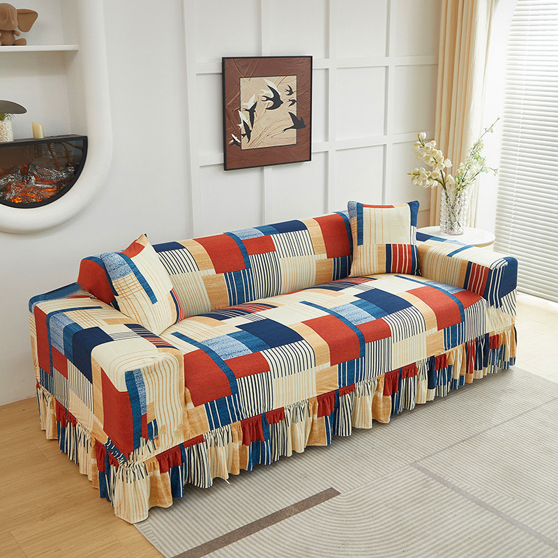 Universal Stretch Fitted Couch Slipcover – High-Stretch Premium Fabric, Elegant Ruffled Hem & Complete Living Room Upgrade – Instant Sofa Makeover in Minutes
