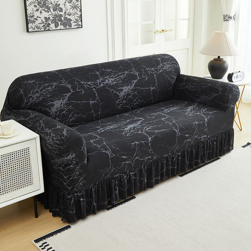 Universal Stretch Fitted Couch Slipcover – High-Stretch Premium Fabric, Elegant Ruffled Hem & Complete Living Room Upgrade – Instant Sofa Makeover in Minutes