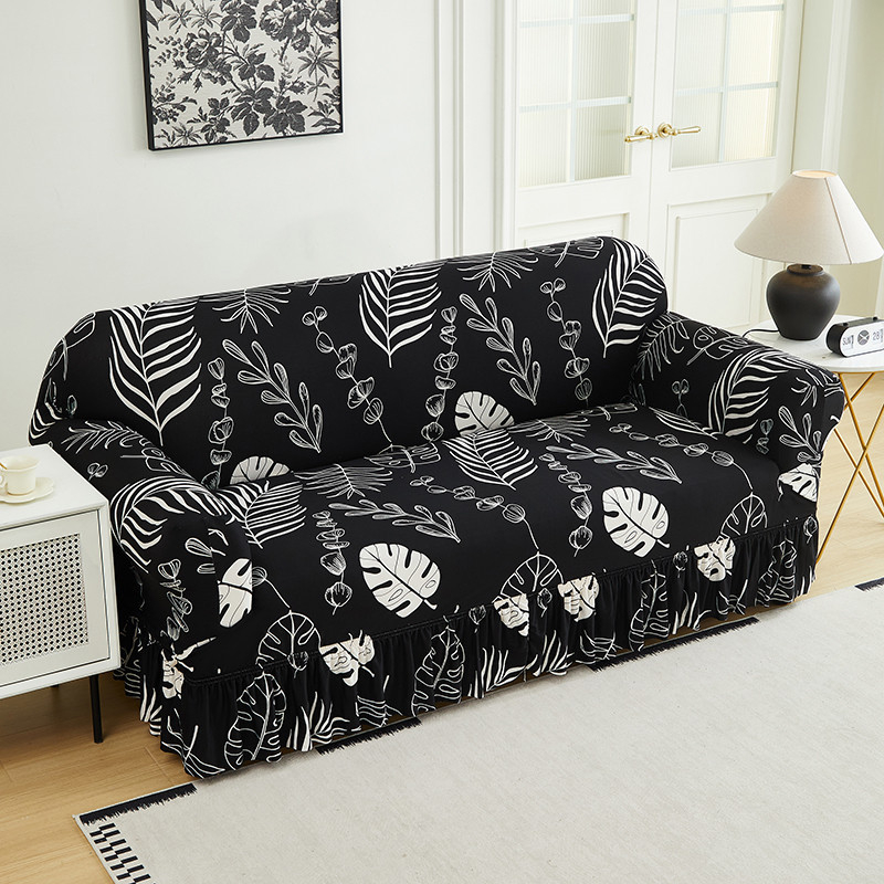 Universal Stretch Fitted Couch Slipcover – High-Stretch Premium Fabric, Elegant Ruffled Hem & Complete Living Room Upgrade – Instant Sofa Makeover in Minutes