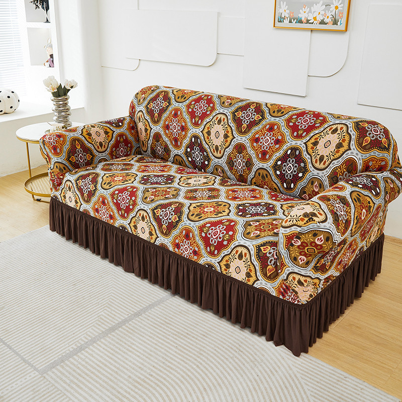 Universal Stretch Fitted Couch Slipcover – High-Stretch Premium Fabric, Elegant Ruffled Hem & Complete Living Room Upgrade – Instant Sofa Makeover in Minutes