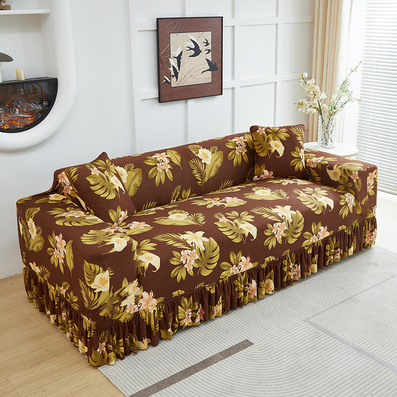 Universal Stretch Fitted Couch Slipcover – High-Stretch Premium Fabric, Elegant Ruffled Hem & Complete Living Room Upgrade – Instant Sofa Makeover in Minutes