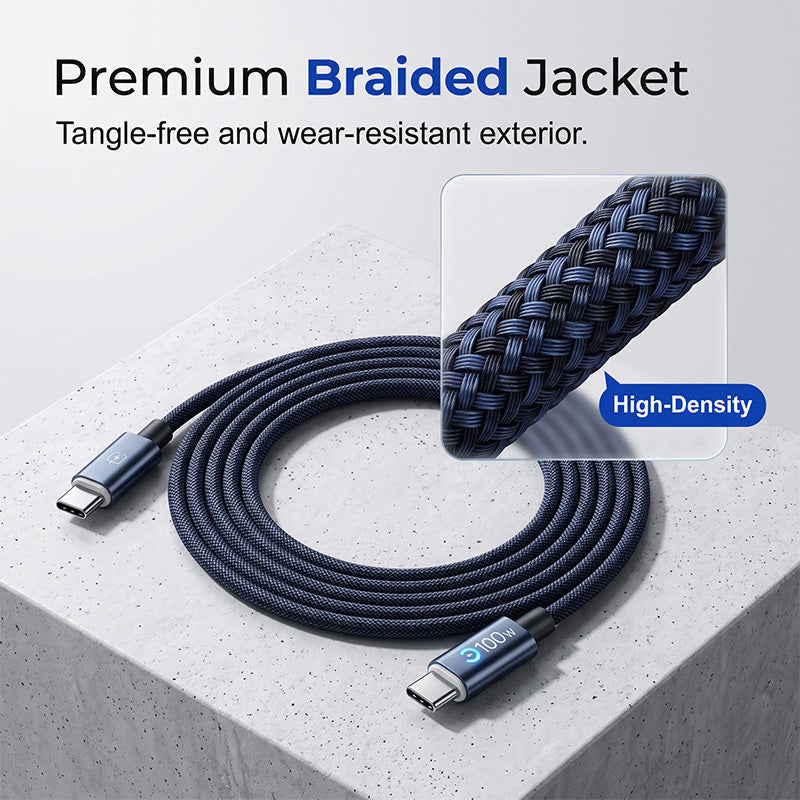 Type-C to Type-C Fast Charging Cable – 100W, Automatic Power Cut-Off & Reinforced Triple Structure – Perfect for Laptops, Tablets and Smartphones