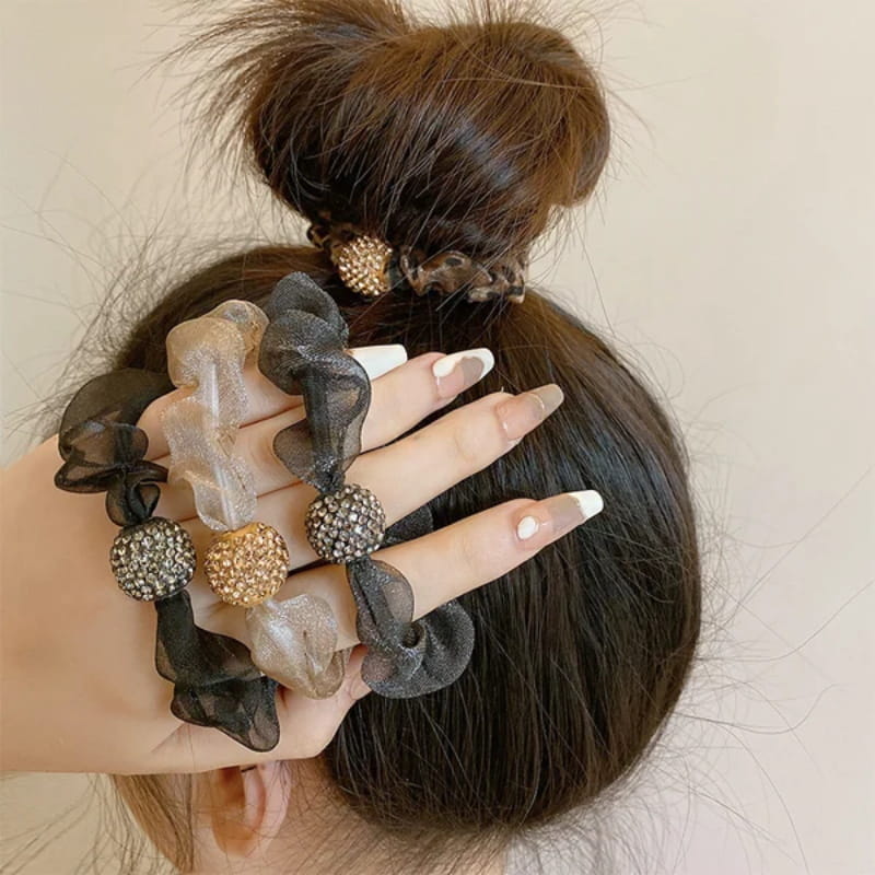 Rhinestone Mesh Hair Tie
