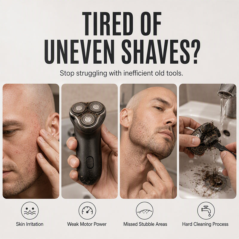 2-in-1 Electric Shaver & Beard Trimmer – Display, 30-Blade, 360° Head