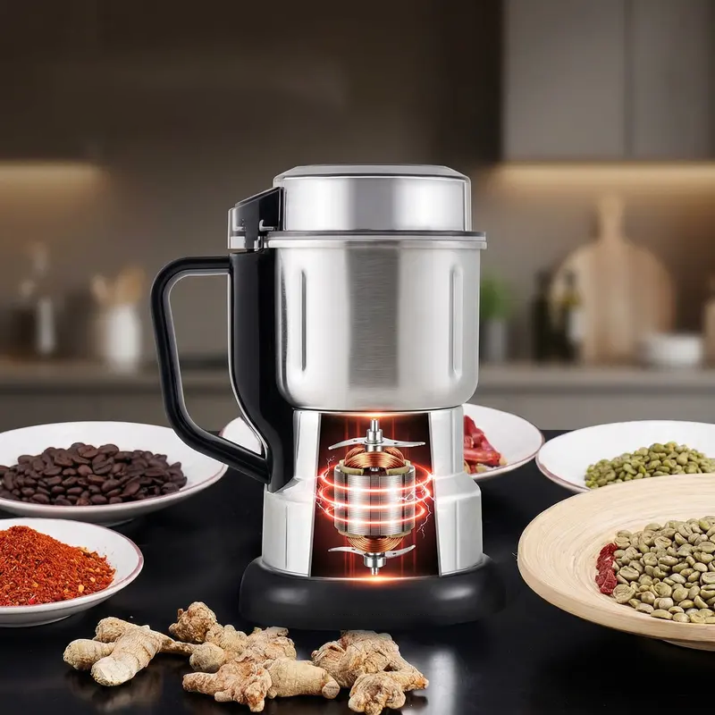 Compact Electric Superfine Grinding Mill - Stainless Steel Multi-Purpose Grain Spice Grinder, Electric Mill for Coffee Beans, Nuts, Herbs & Dry Seasonings for Home Kitchen