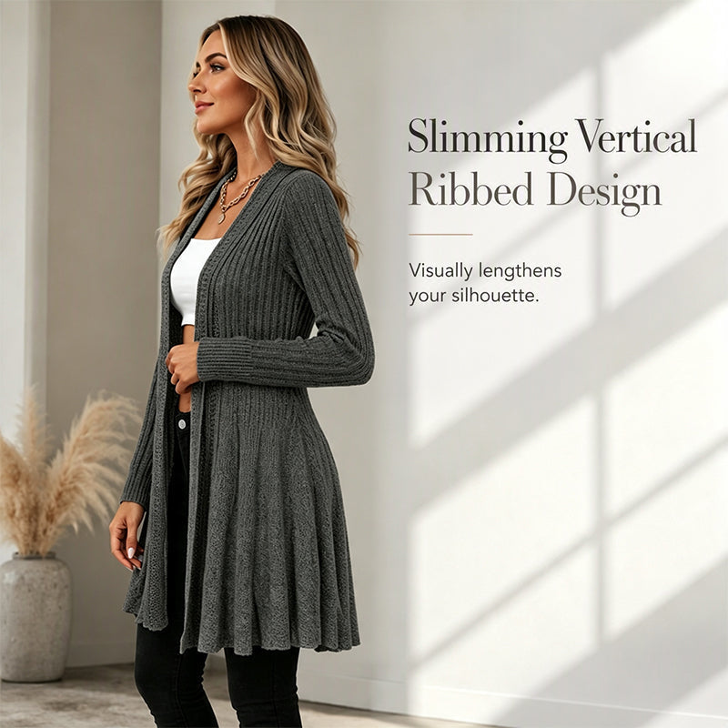 Elegant Textured Open Cardigan