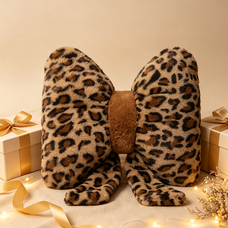 Leopard Print Bowknot Throw Pillow