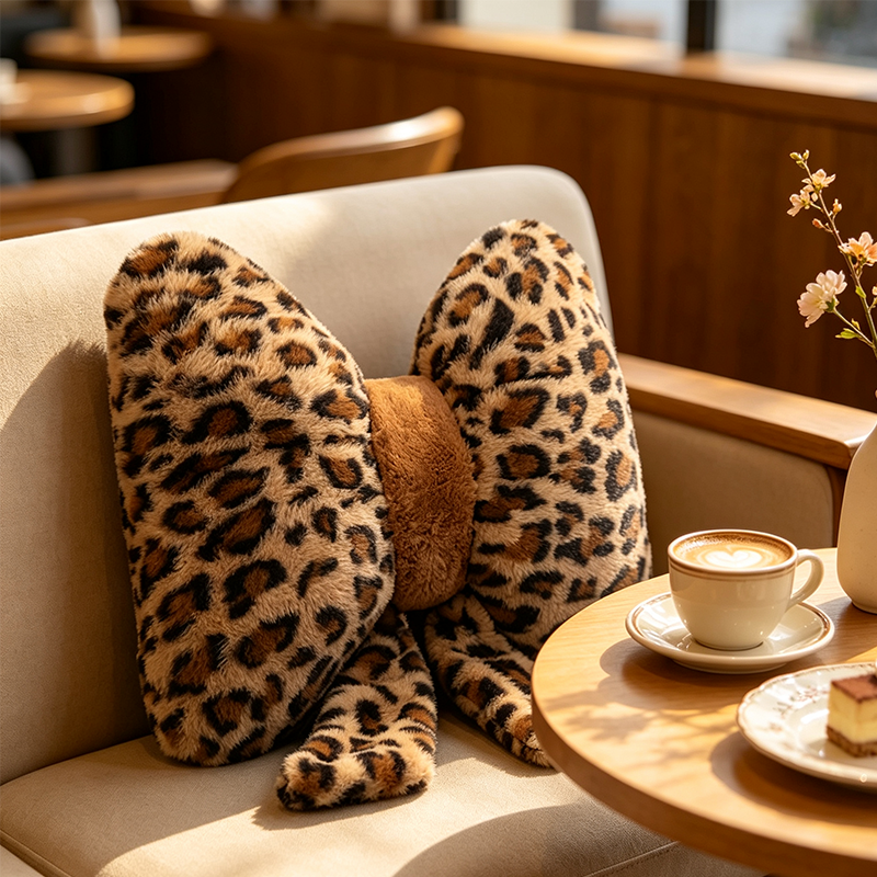Leopard Print Bowknot Throw Pillow
