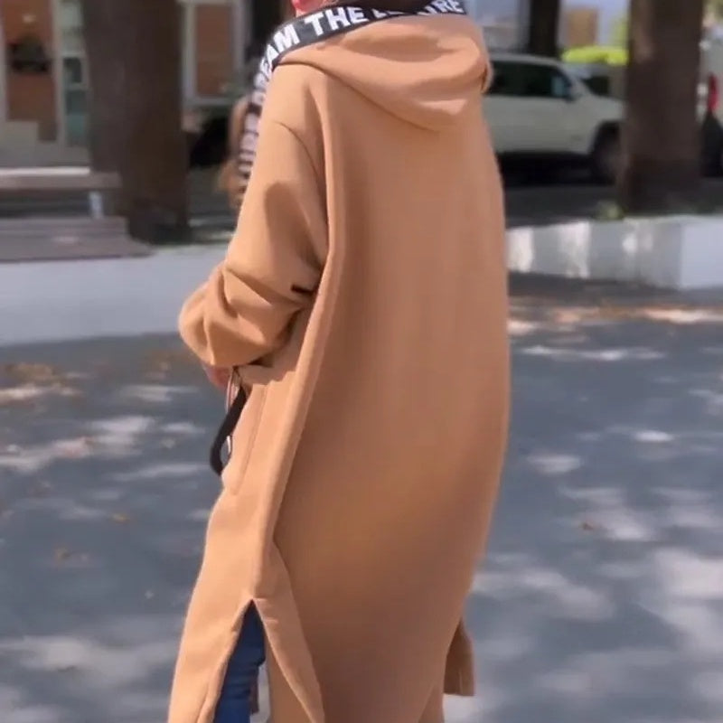Long Zipper Hoodie with Pockets - Versatile, Warm, and Comfortable
