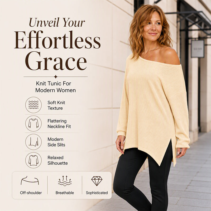 Off-Shoulder Blouse with Side Split – Flowing Drape & Modern Edge for Any Casual Occasion