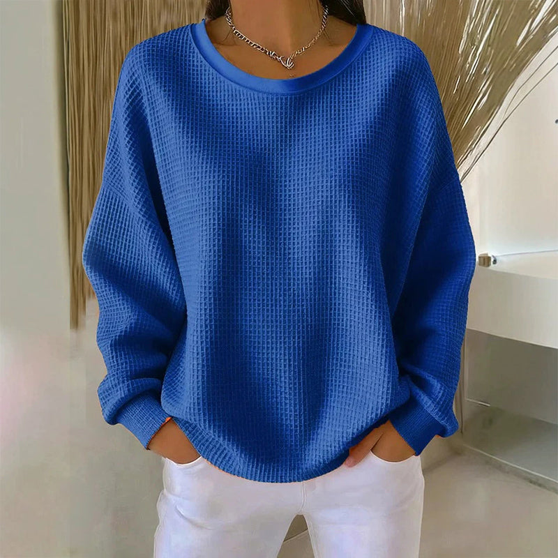 Waffle Texture Sweatshirt – Easy Breezy Fit & Classic Style for Any Casual Look