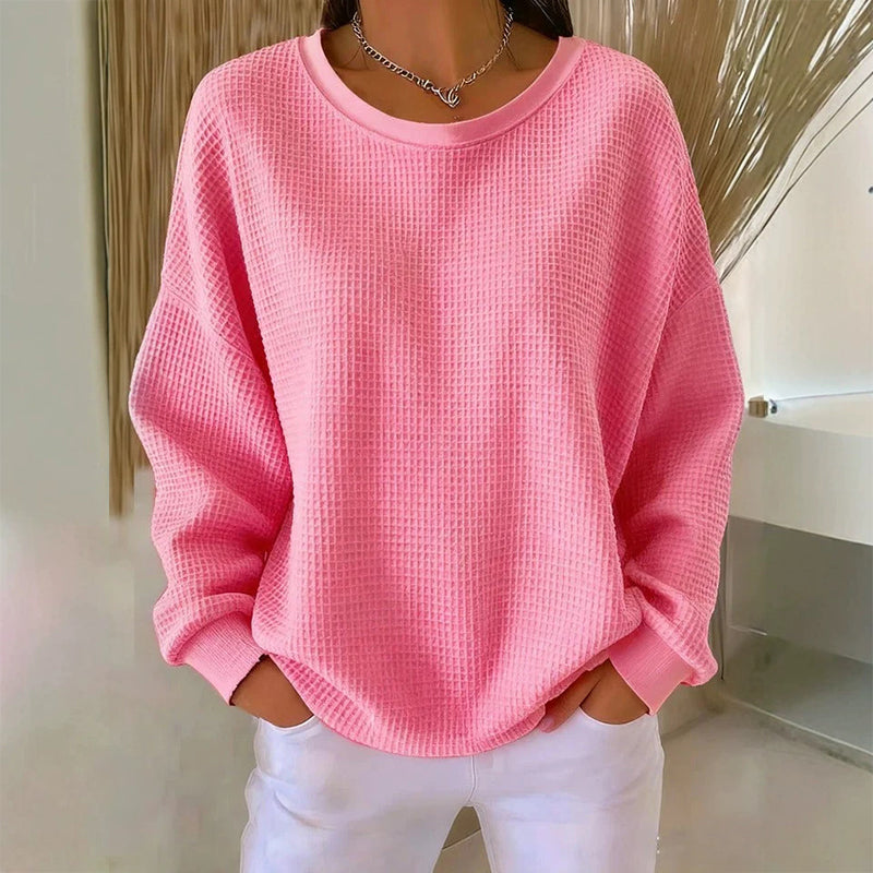 Waffle Texture Sweatshirt – Easy Breezy Fit & Classic Style for Any Casual Look