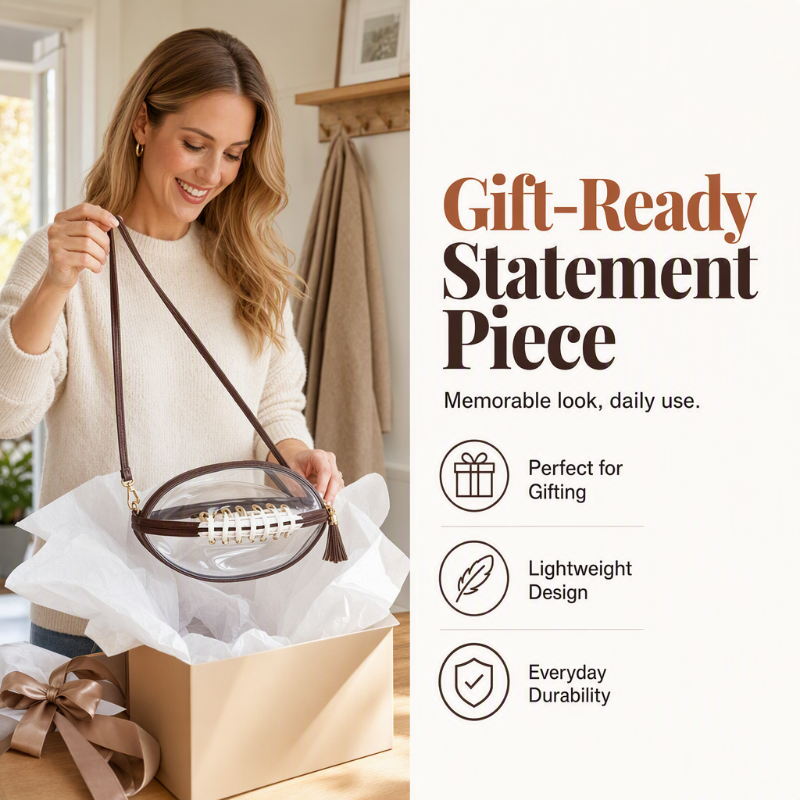 Game-Day Statement Women's Clear Football-Shaped Crossbody Bag
