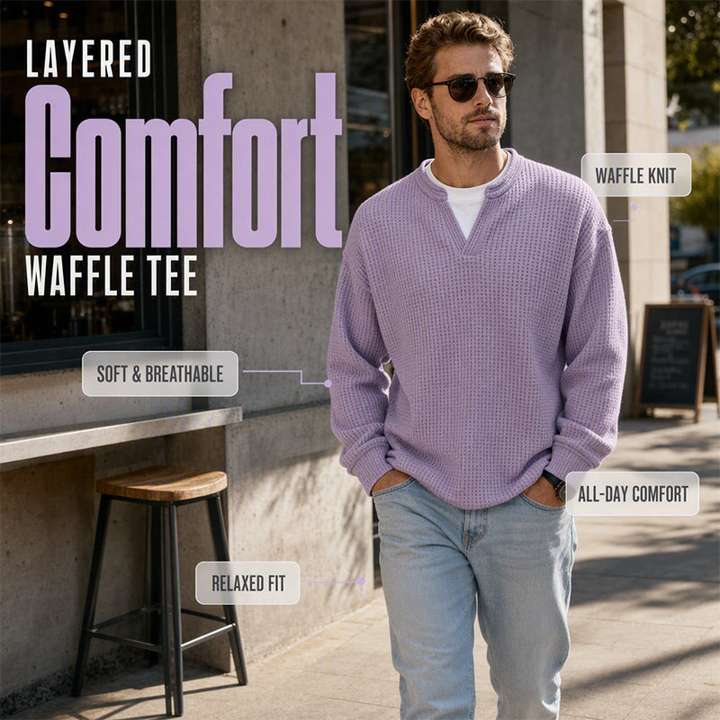 Men's Textured Waffle Layered-Look Long-Sleeve Tee