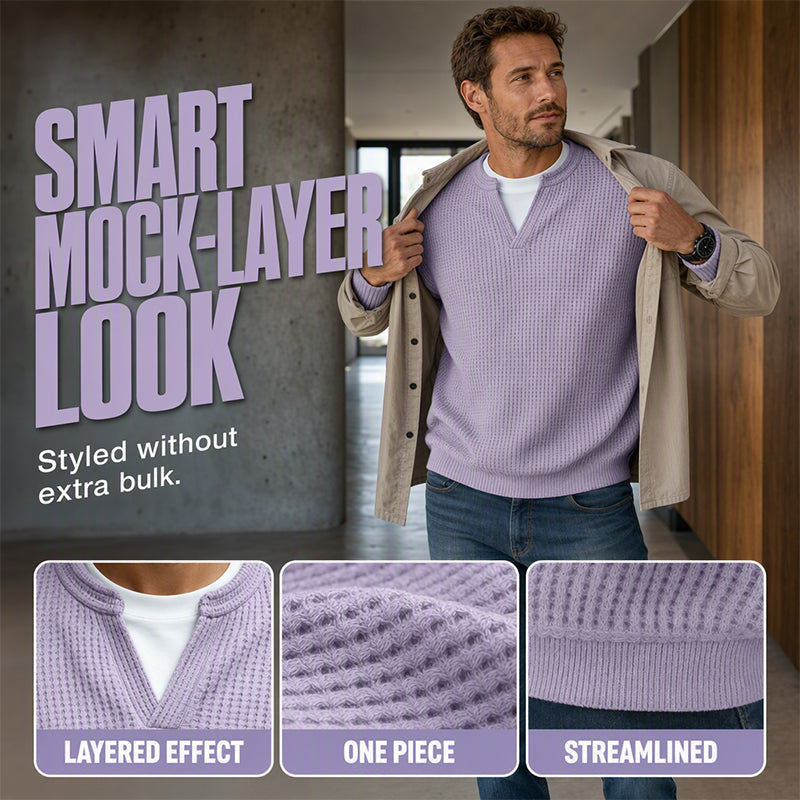 Men's Textured Waffle Layered-Look Long-Sleeve Tee