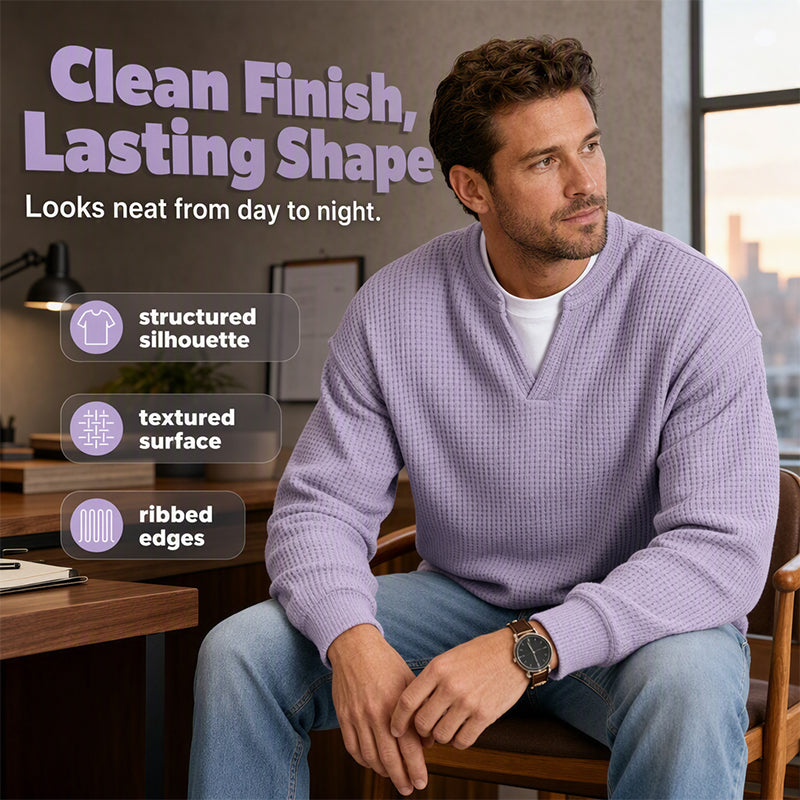 Men's Textured Waffle Layered-Look Long-Sleeve Tee