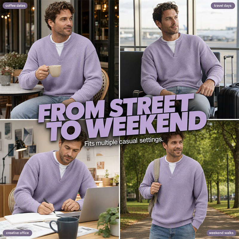 Men's Textured Waffle Layered-Look Long-Sleeve Tee