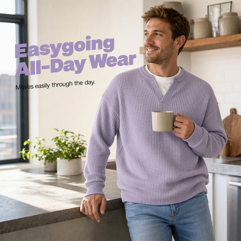 Men's Textured Waffle Layered-Look Long-Sleeve Tee