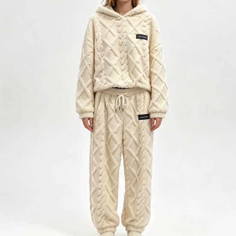 Women's Plush Textured Hoodie & Pants 2-Piece Set
