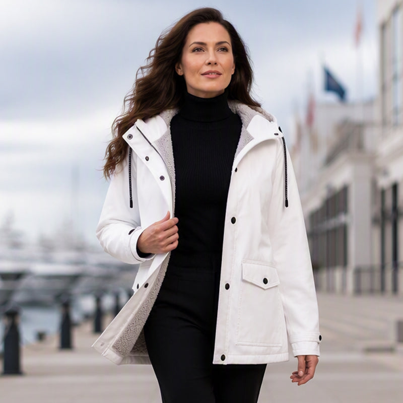 Windproof Jacket with Soft Fleece Lining and Hood – for All Weather Conditions