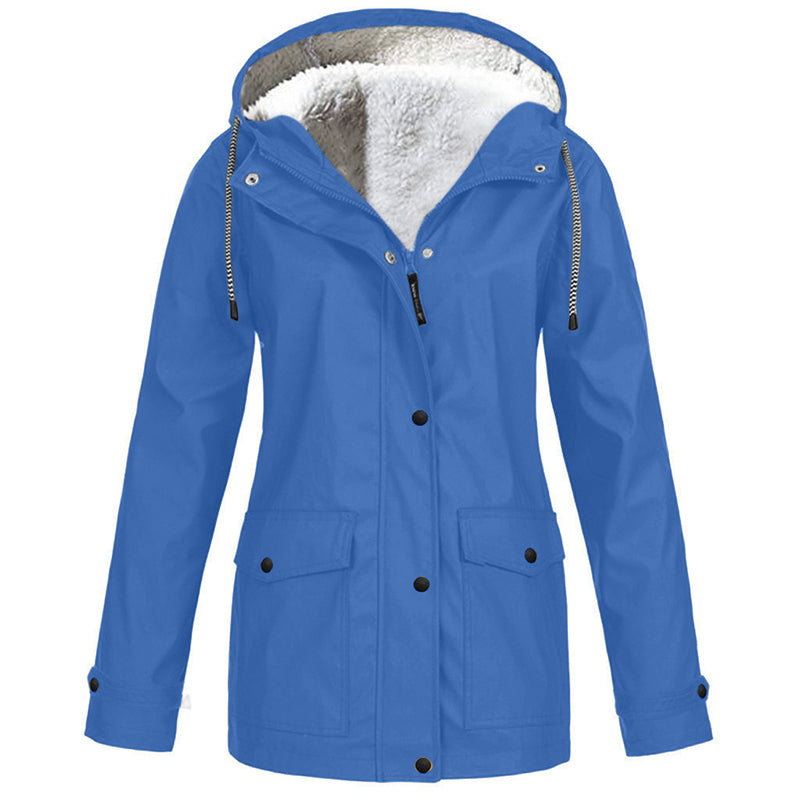 Windproof Jacket with Soft Fleece Lining and Hood – for All Weather Conditions