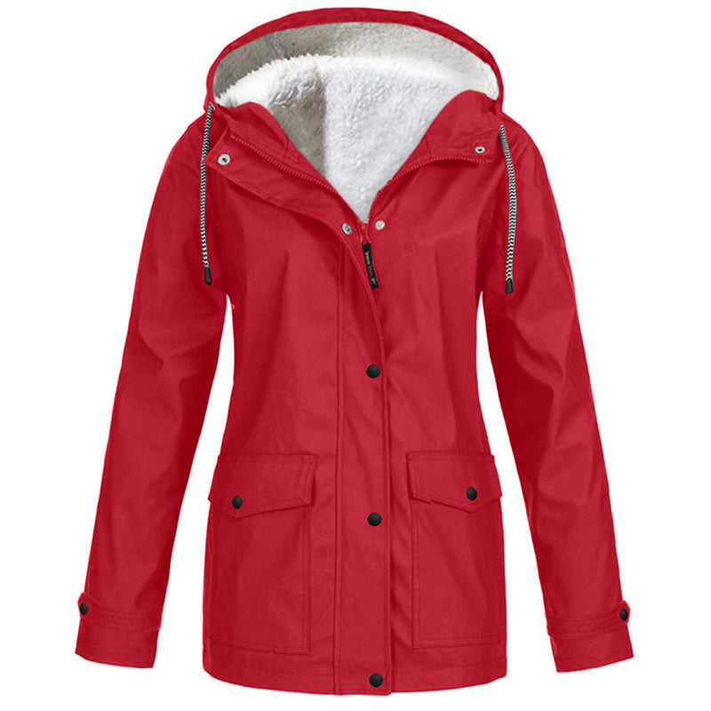 Windproof Jacket with Soft Fleece Lining and Hood – for All Weather Conditions