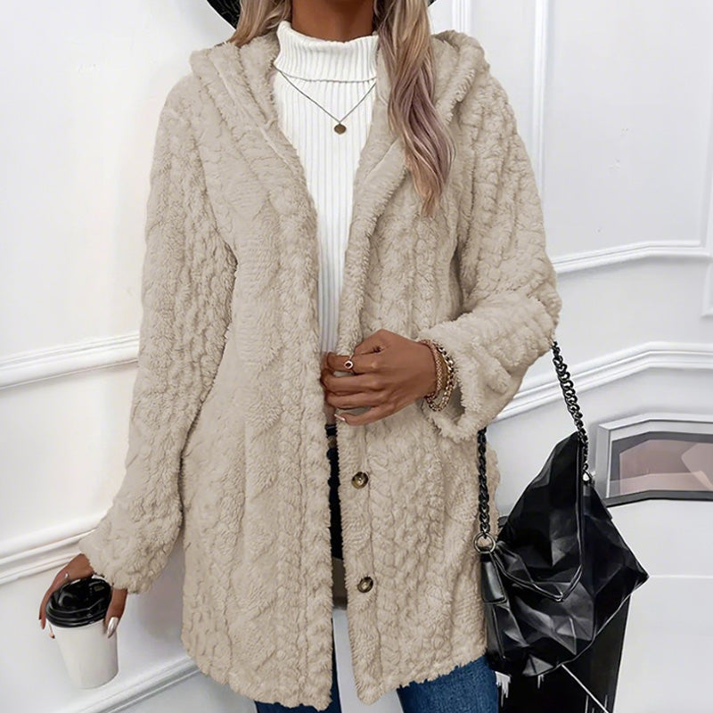 Button-Up Hooded Jacket for Women