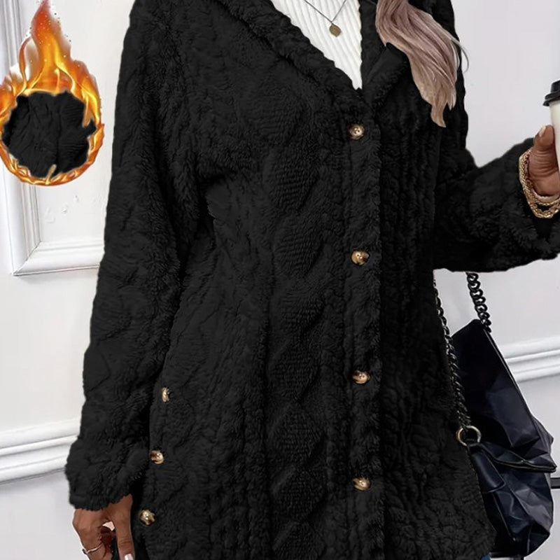 Button-Up Hooded Jacket for Women