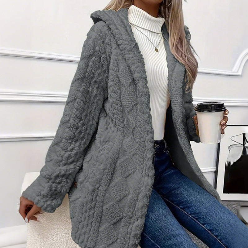 Button-Up Hooded Jacket for Women