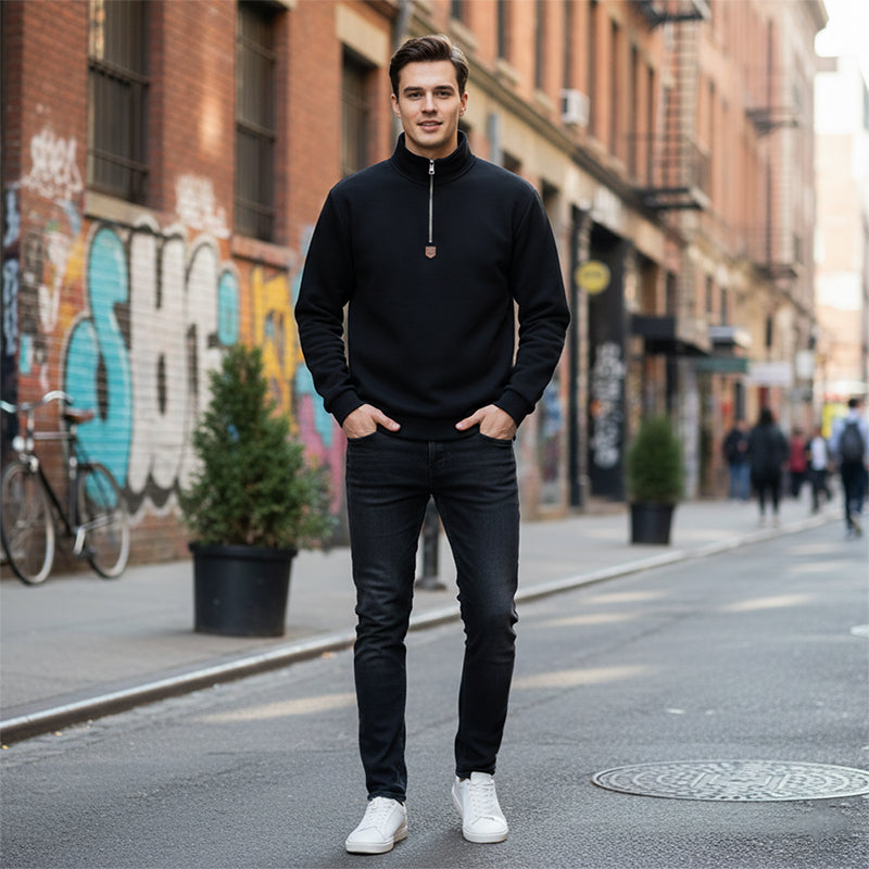 Men's Quarter-Zip Stand Collar Pullover