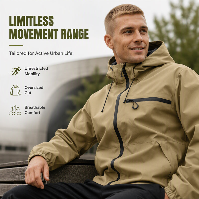 All-Weather Utility Men's Waterproof Oversized Hooded Jacket